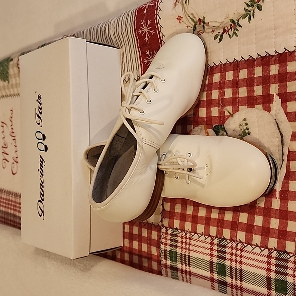 Womens' size 7 white buck tap clogging shoes